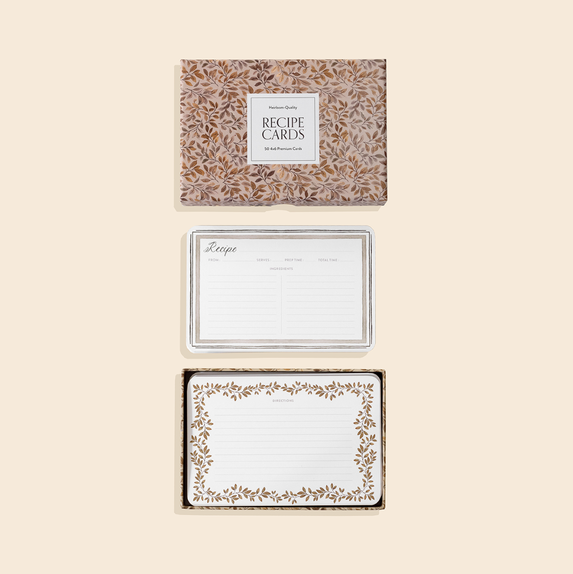Recipe Cards: 50 Beautifully Designed 4x6 Recipe Cards