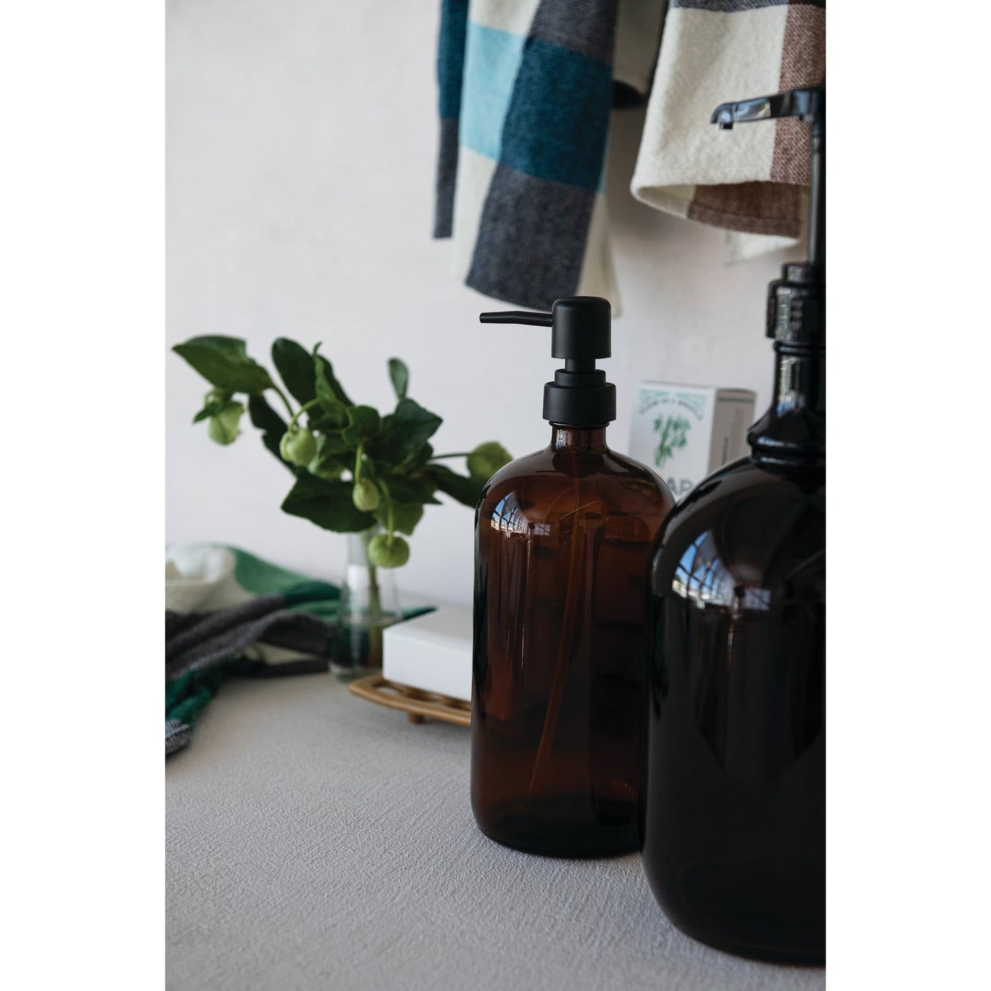 Amber Glass Dispenser with Pump