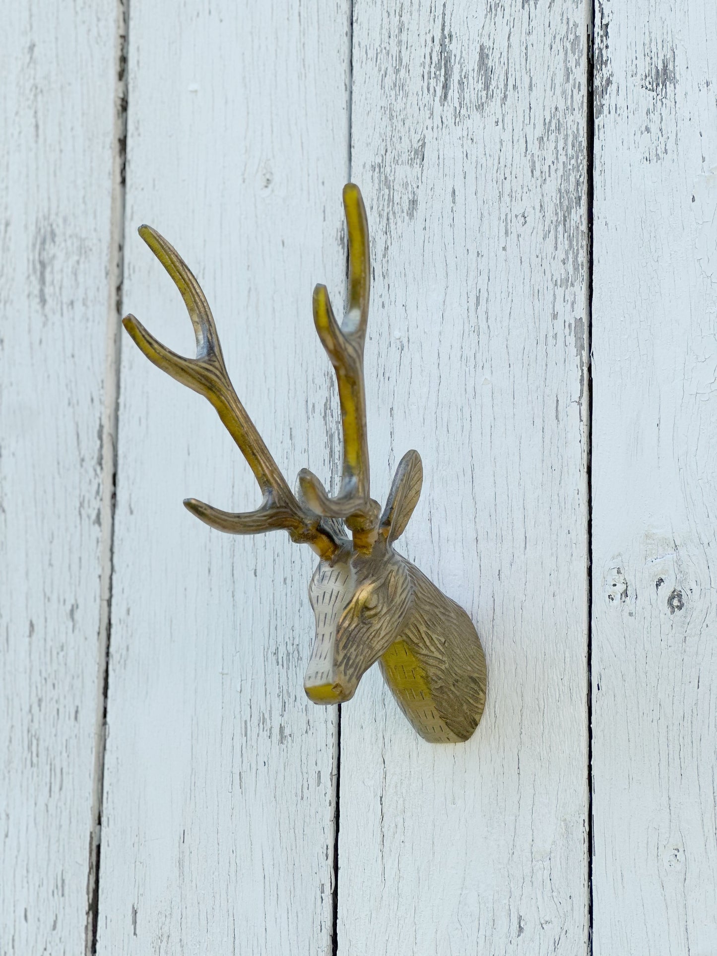 SMALL ANTIQUE GOLD DEER HEAD WALL HANGER