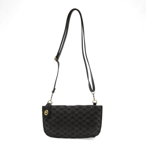 Black Lattice Woven Mini Wristlet Crossbody