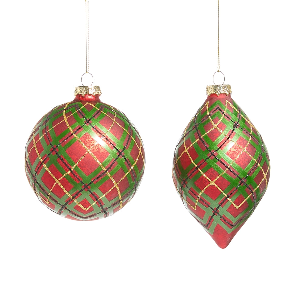 Red Green Plaid Ornament
