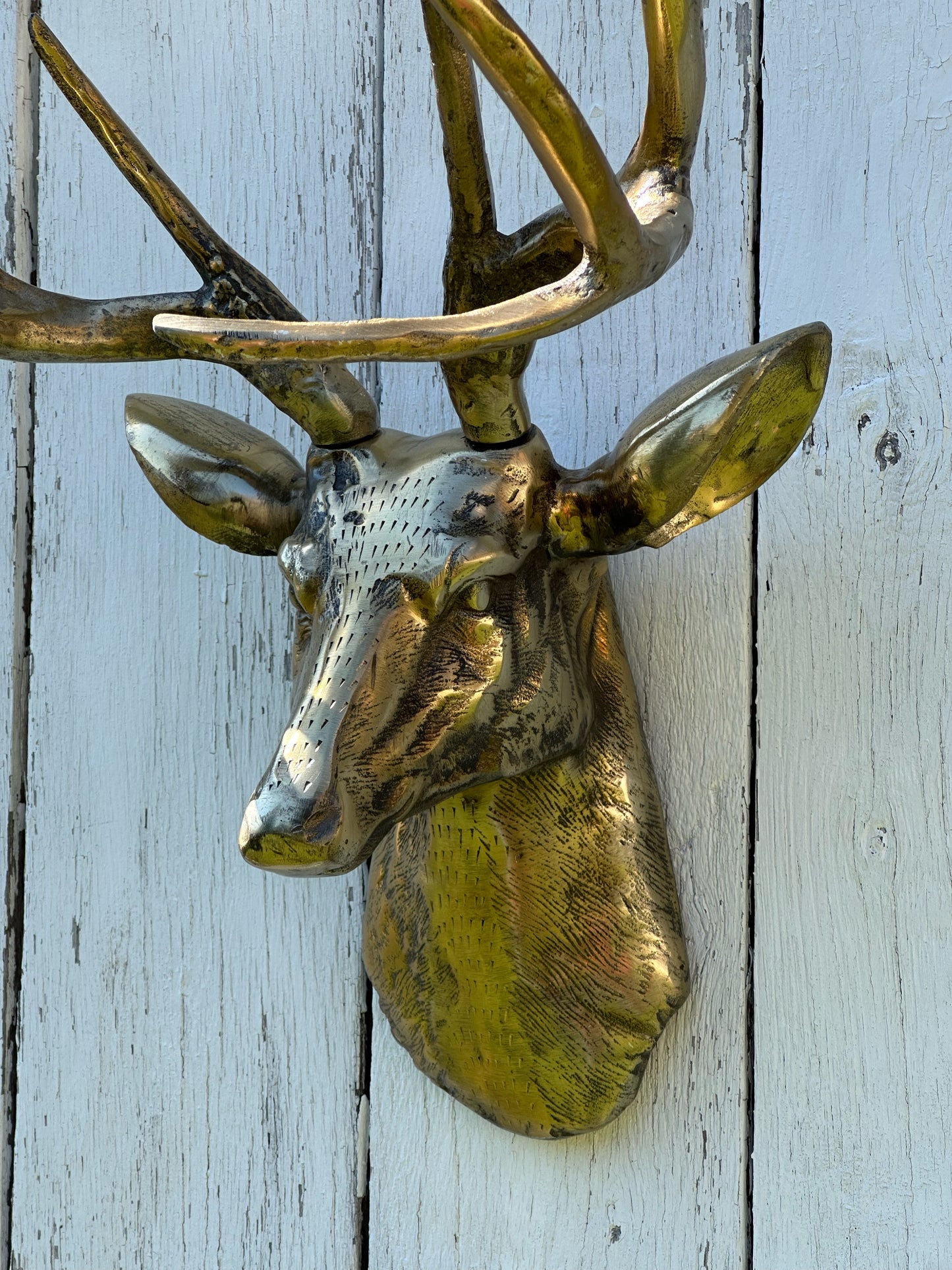 ANTIQUE GOLD DEER HEAD WALL HANGER