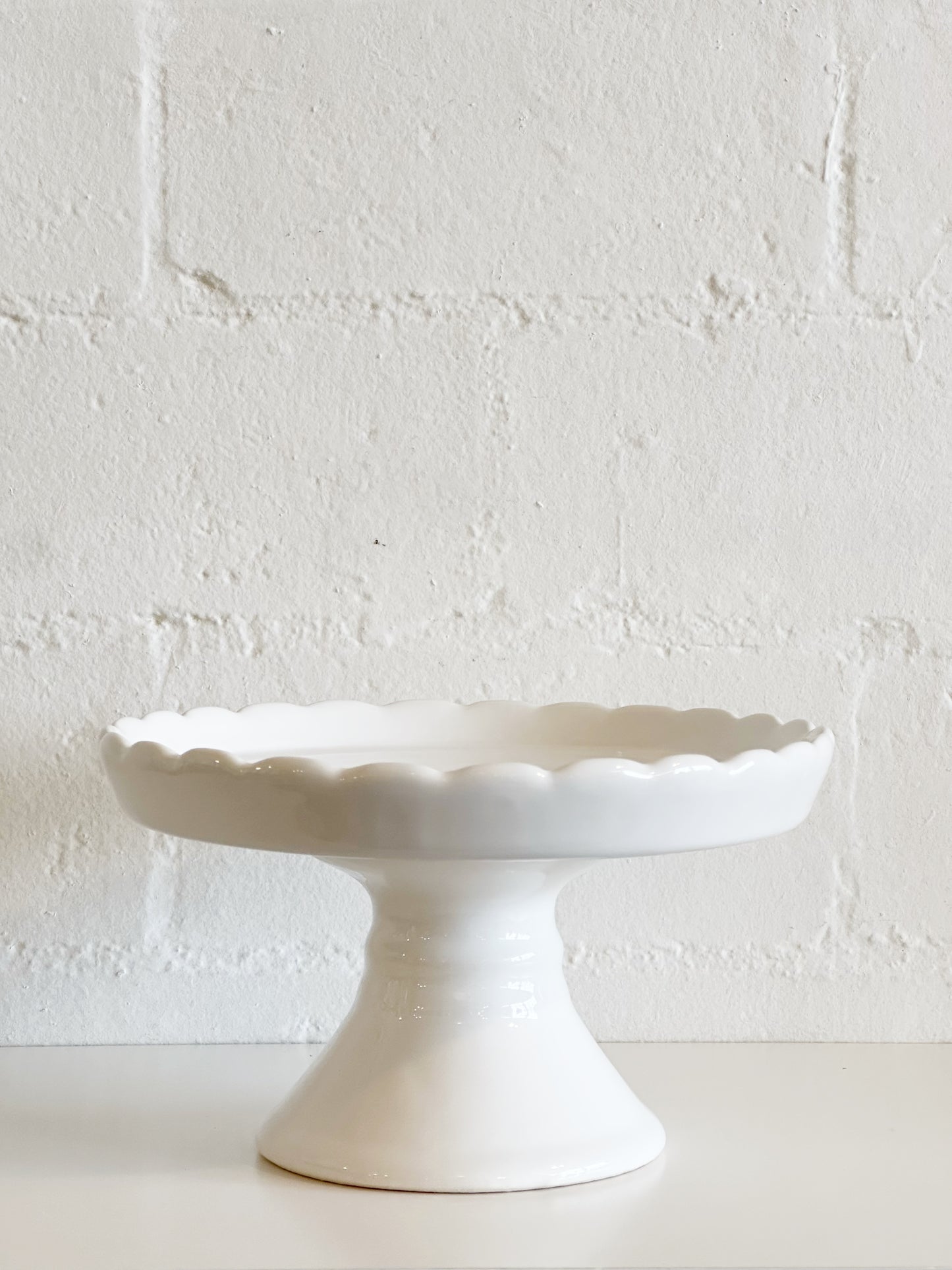 White Scalloped Pedestal