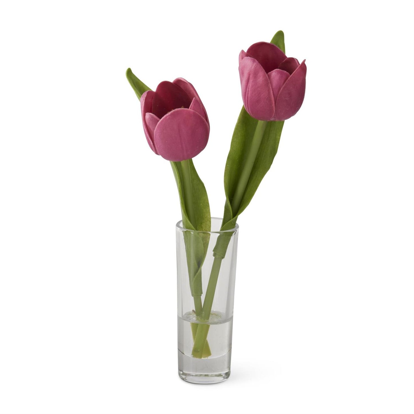 REAL TOUCH DOUBLE TULIP IN GLASS VASE