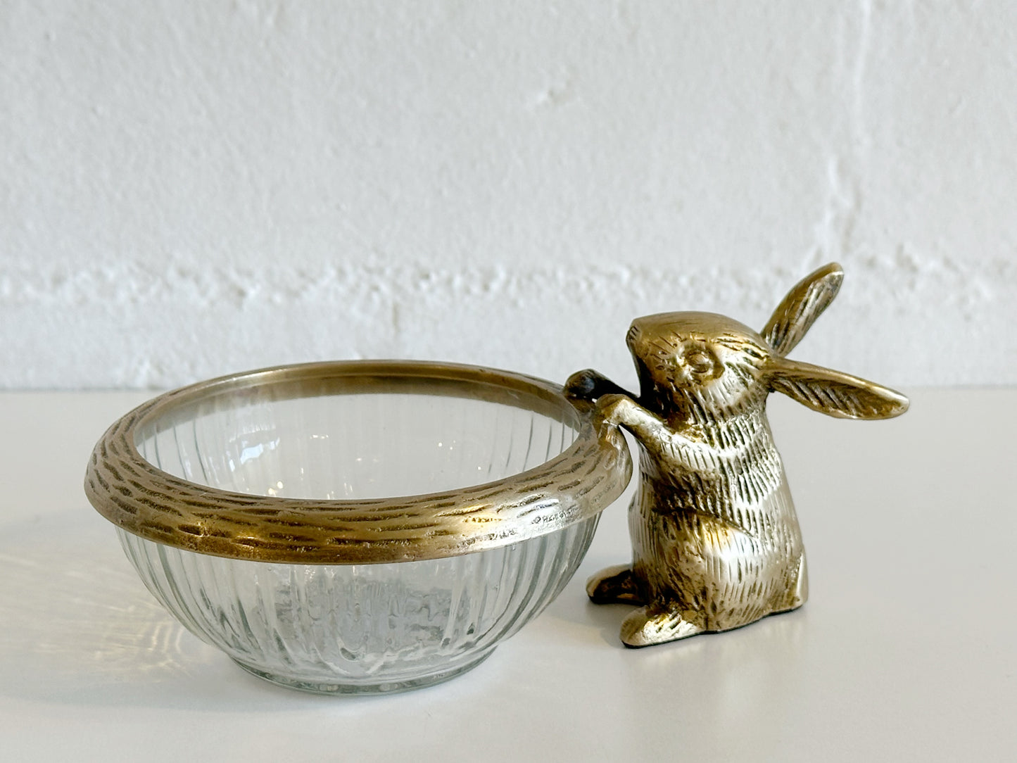 Glass & Brass Rabbit Dish