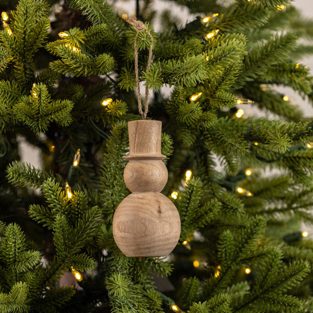 WOODEN SNOWMAN ORNAMENT
