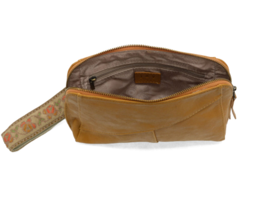 Mustard Gigi Crossbody with Woven Wristlet Strap