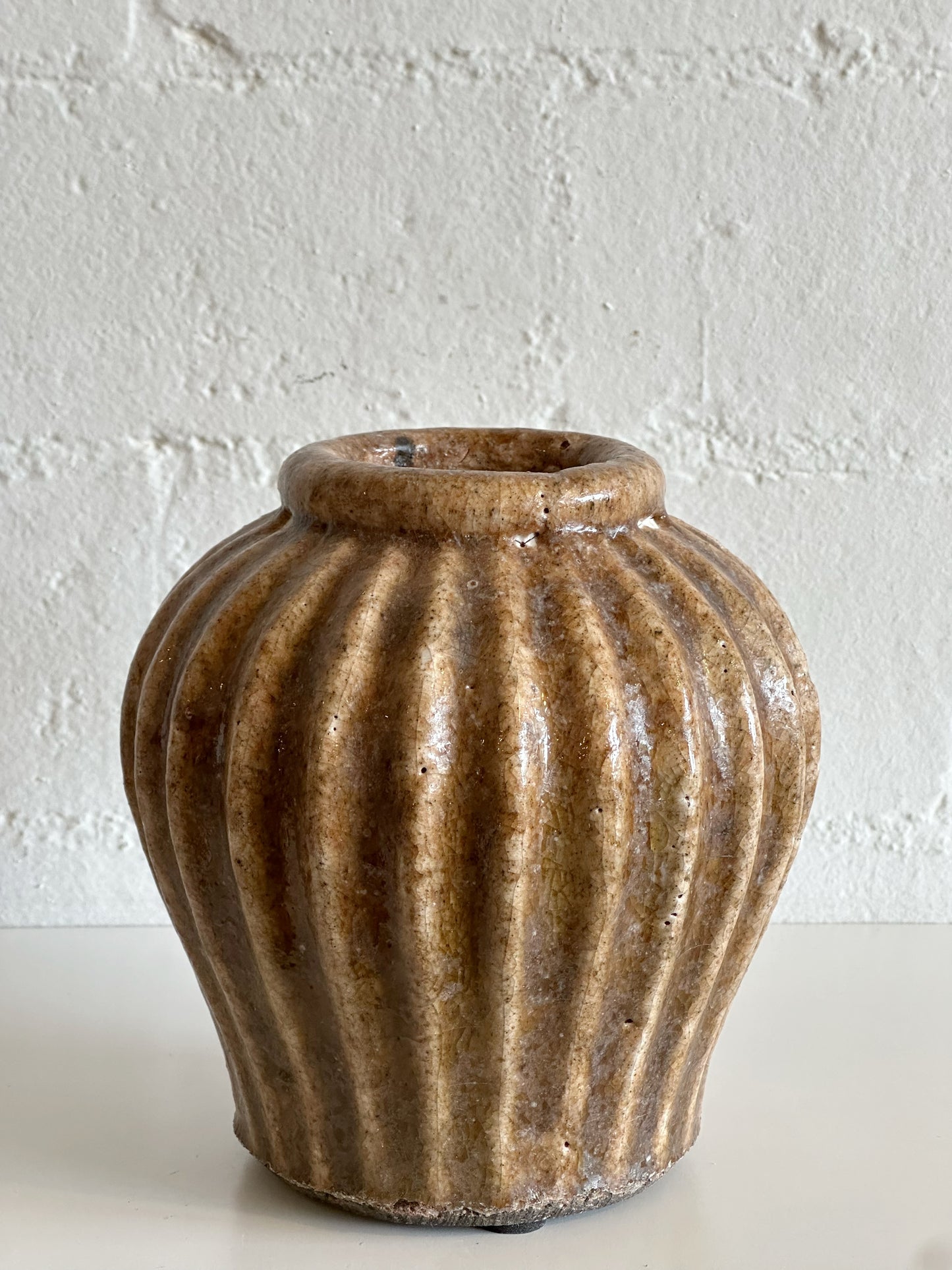 Small Brown Terra Cotta Rounded Vase