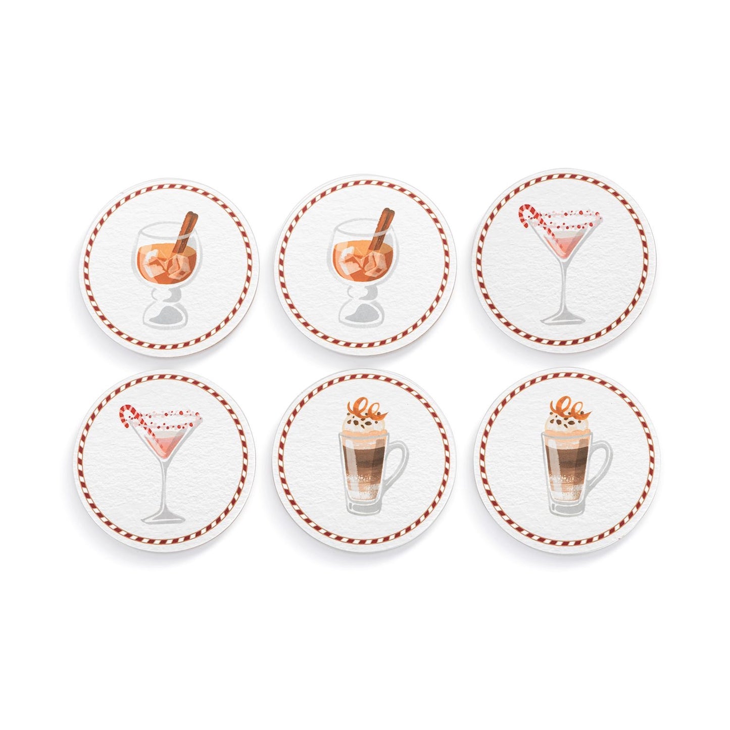 Holiday Cocktail Coasters: Set Of 6