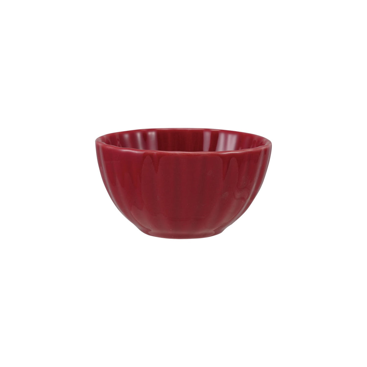 Stoneware Ribbed Bowl, Red (Each One Will Vary)