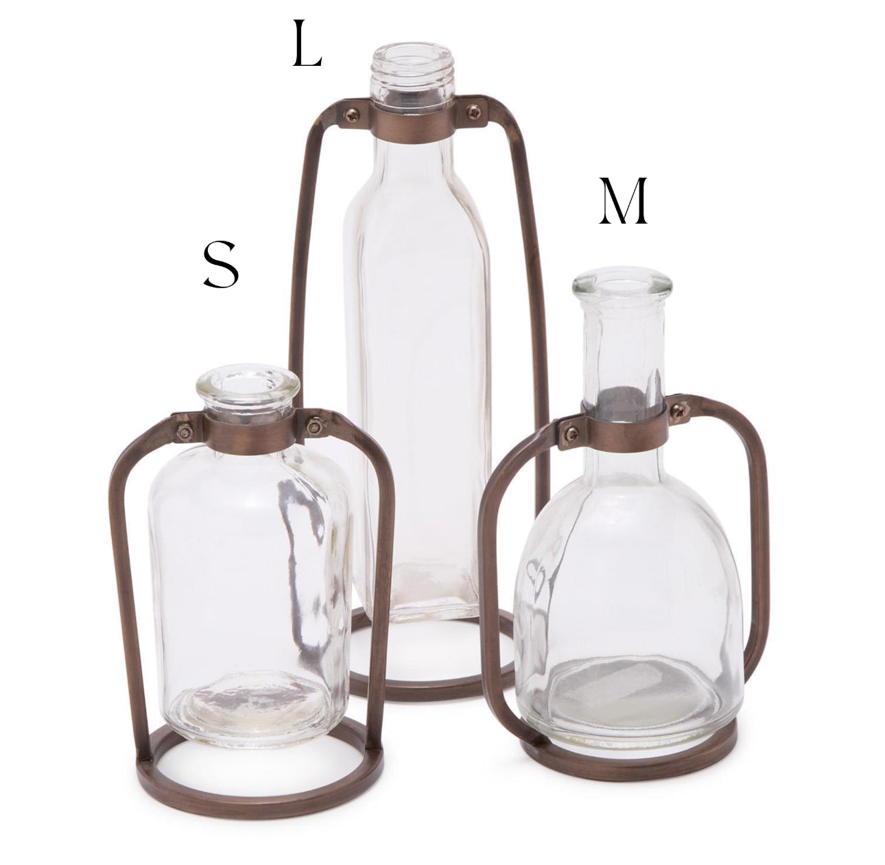 Glass Bottle Vases with Metal Stand