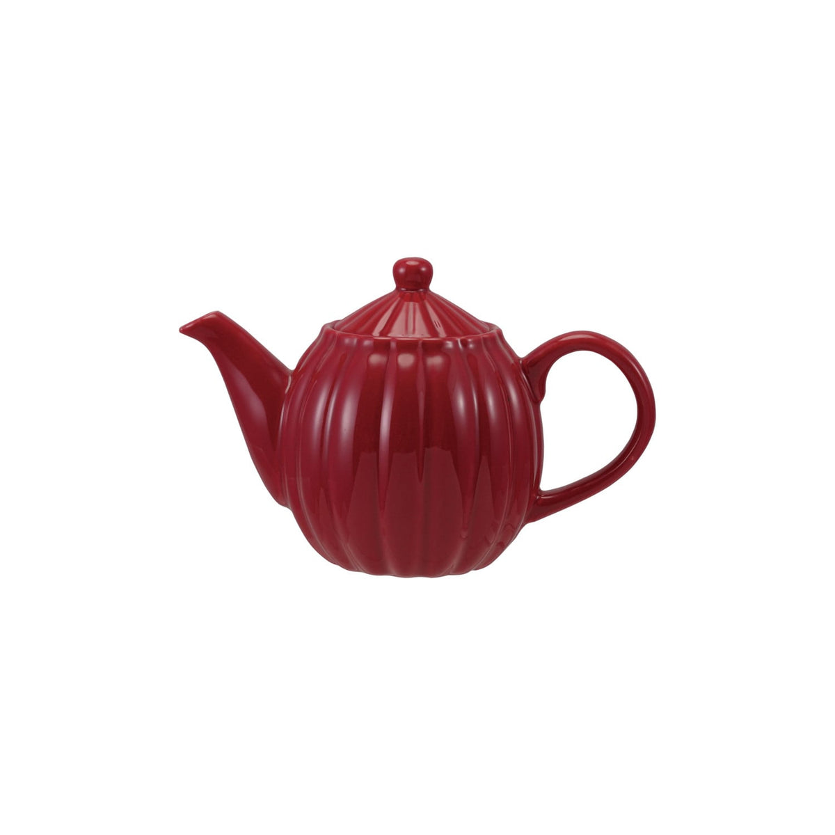 34 oz. Stoneware Ribbed Teapot, Red (Each One Will Vary)