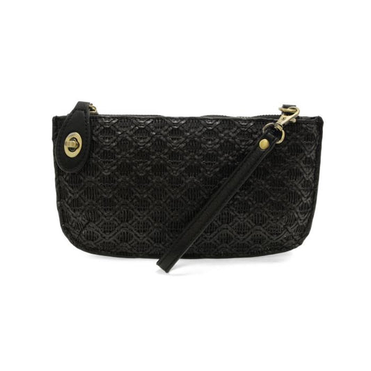 Black Lattice Woven Mini Wristlet Crossbody