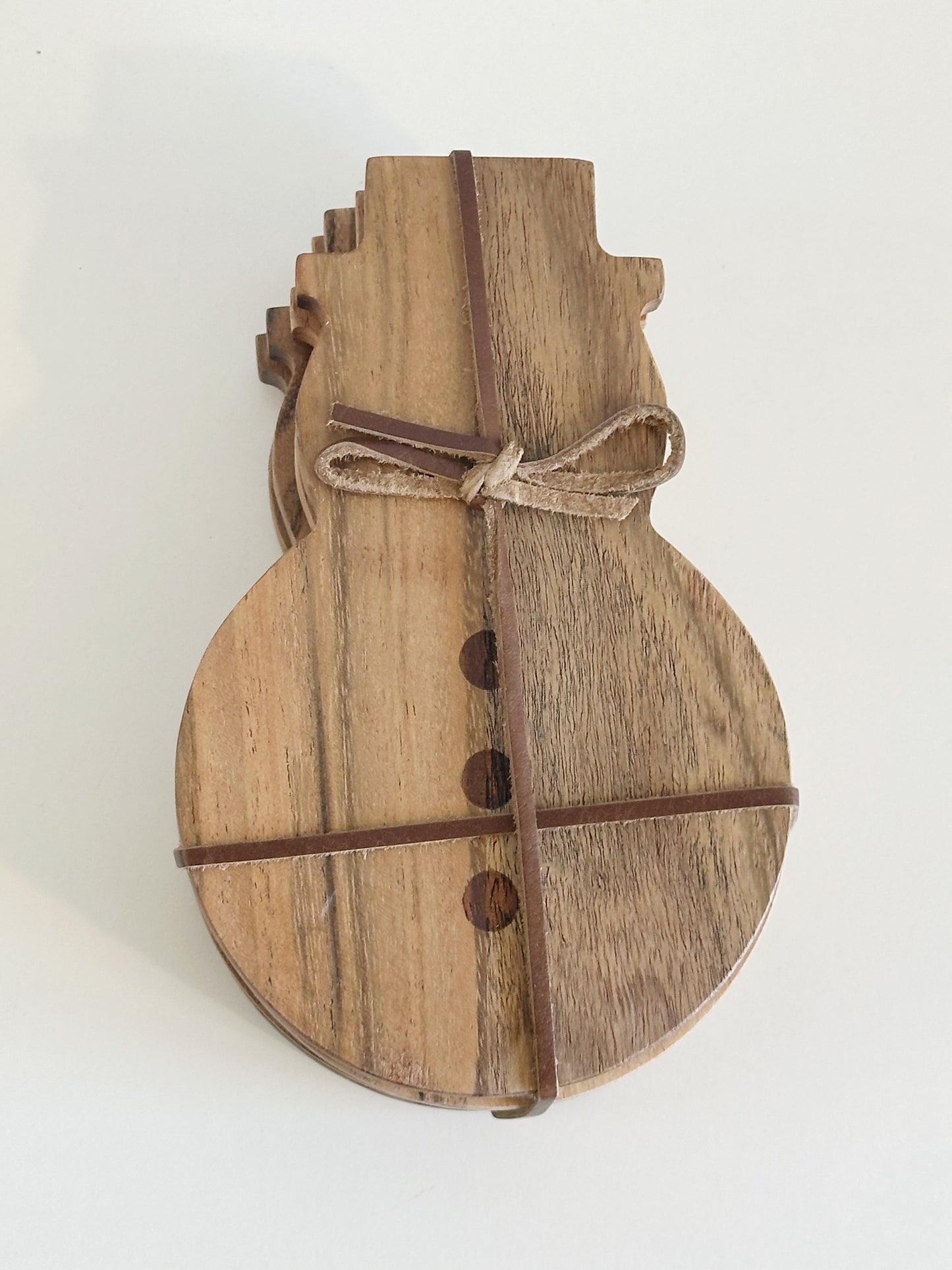 WOOD SNOWMAN COASTERS SET OF 4