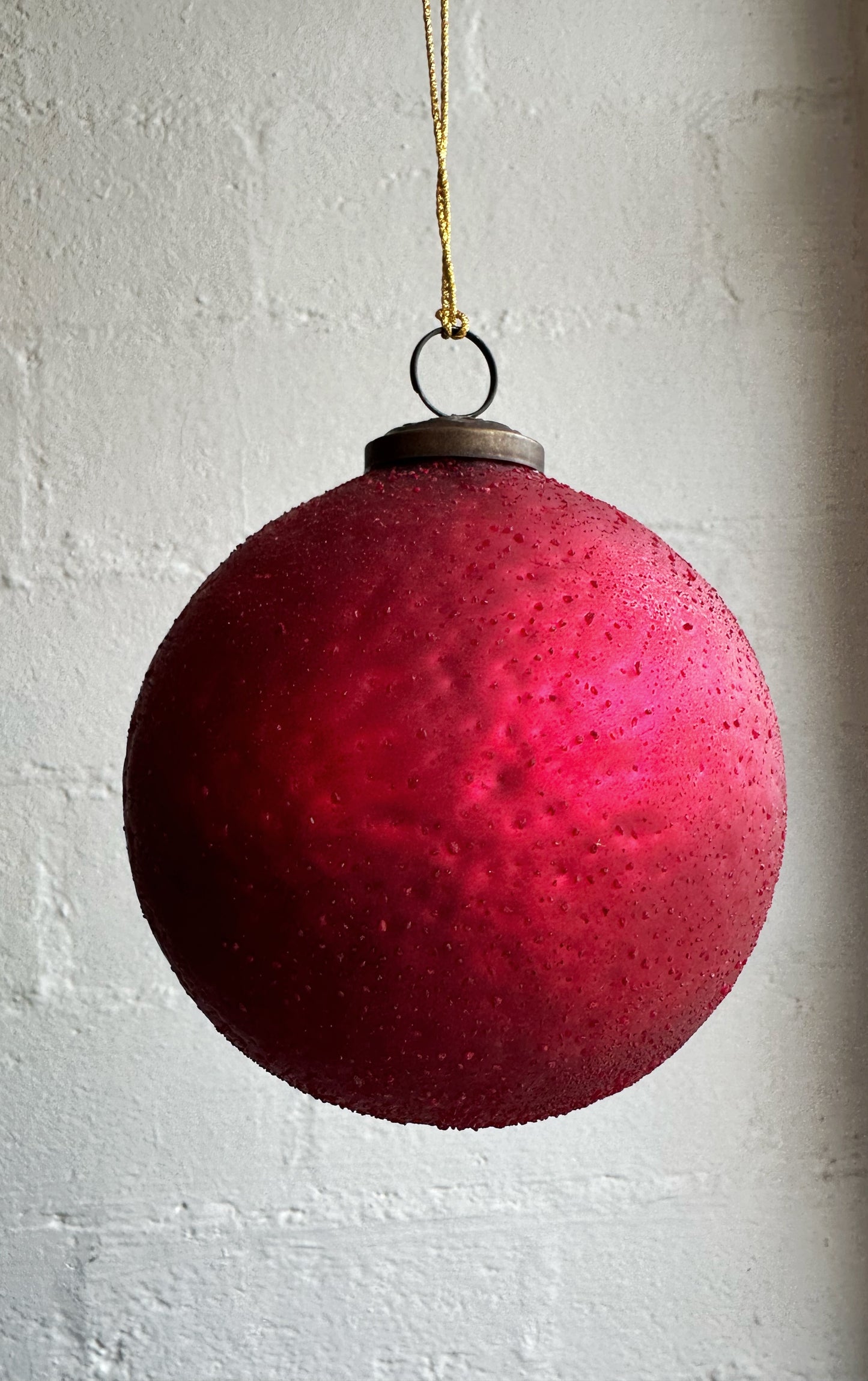 Large Glass Ball Sanded Red