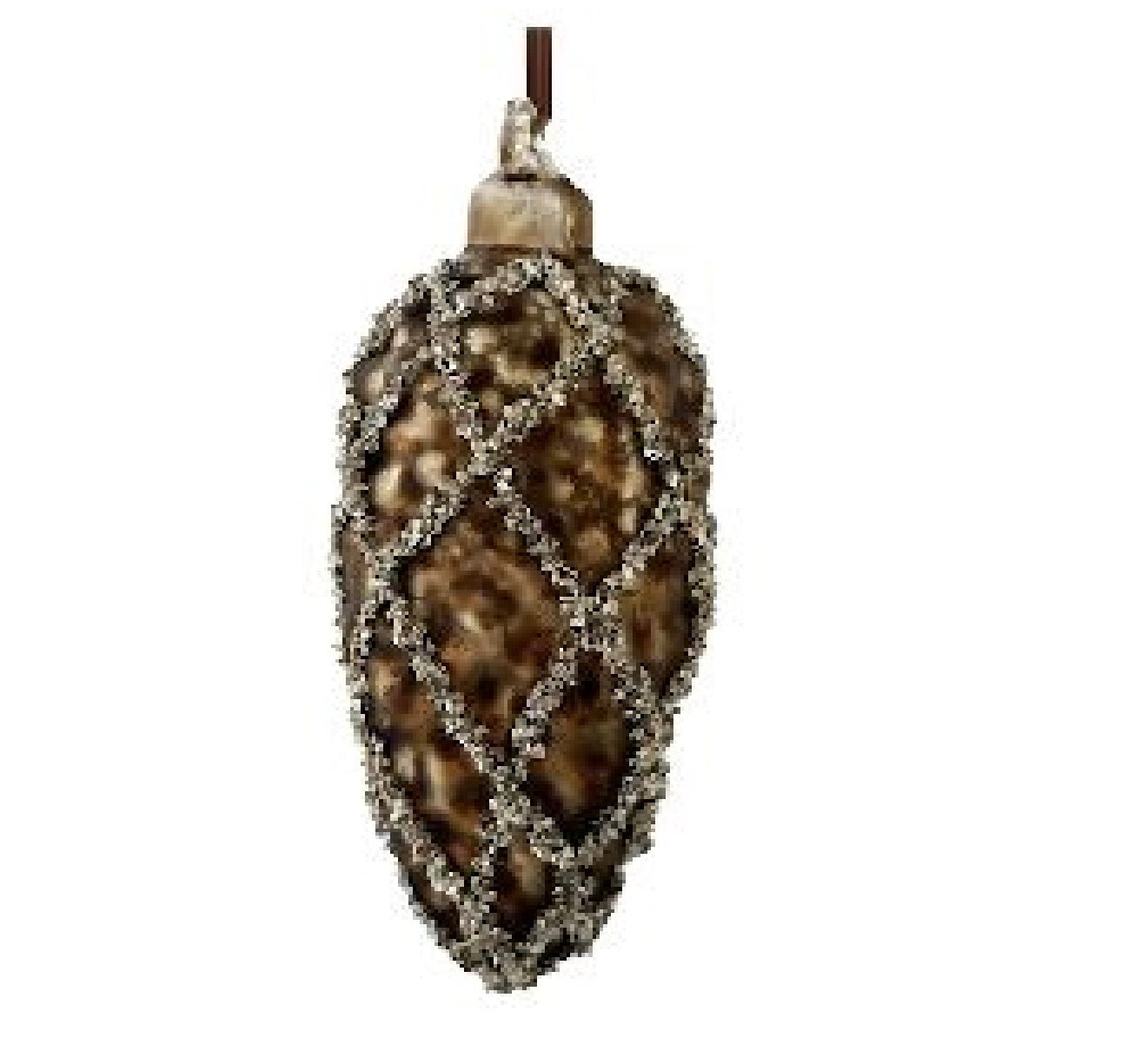 Glass cone brown antiquemat silver glass glitter