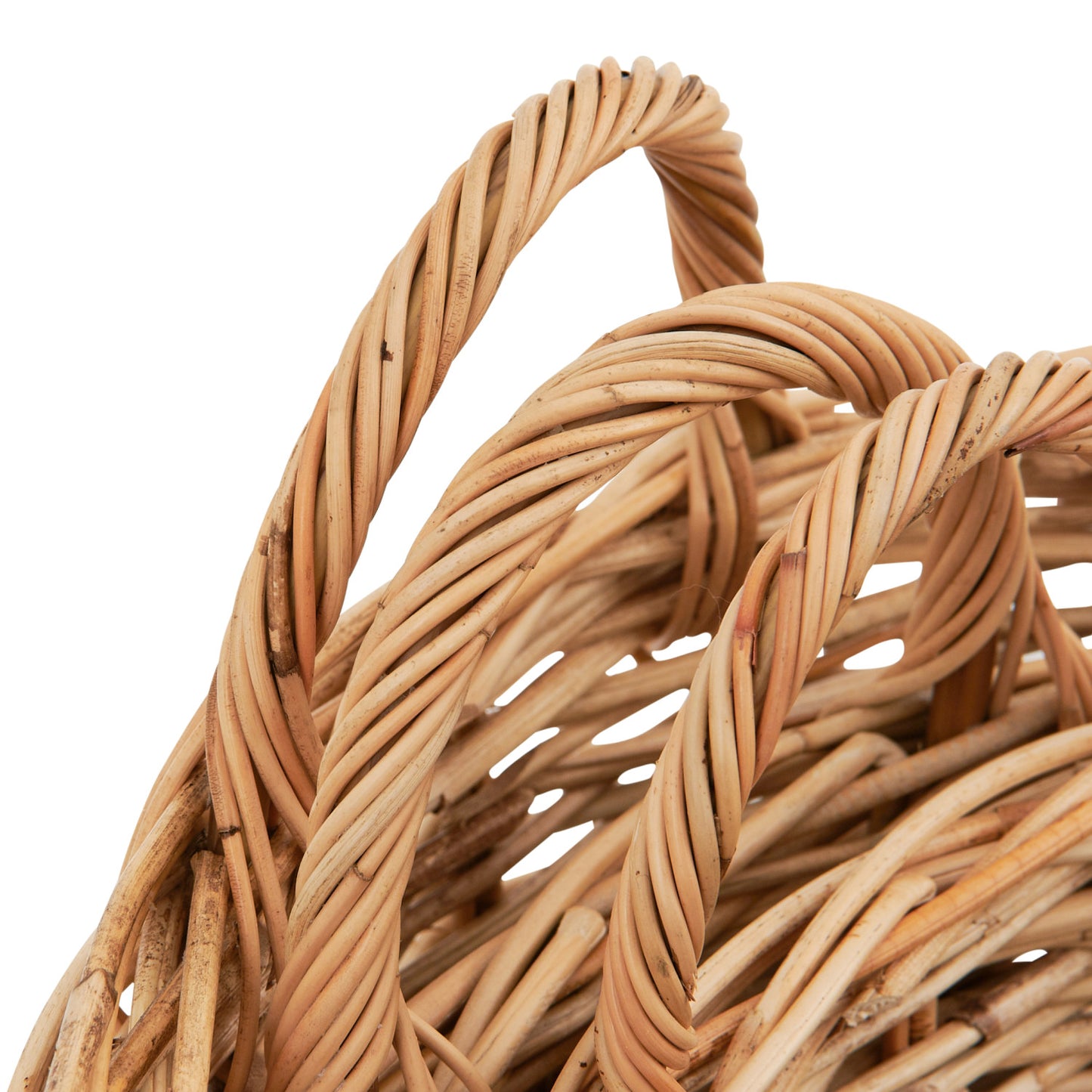 Hand-Woven Rattan Baskets w/ Handles, Natural