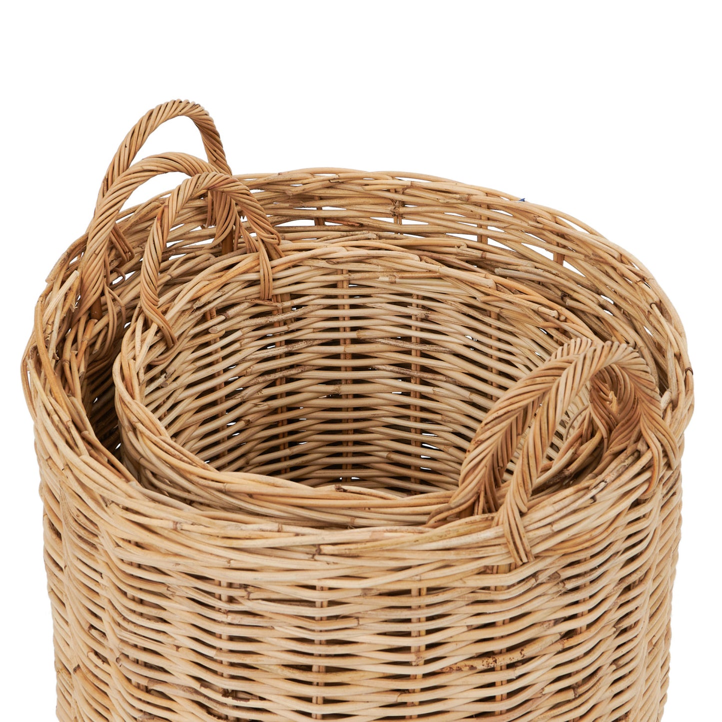 Hand-Woven Rattan Baskets w/ Handles, Natural