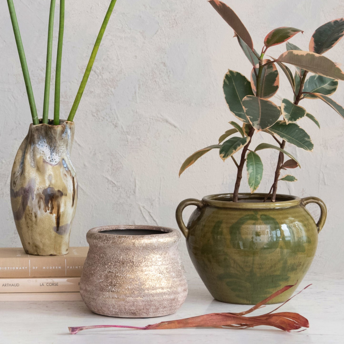 Hand-Painted Terra-cotta Urn w/ Handles (Each One Will Vary)
