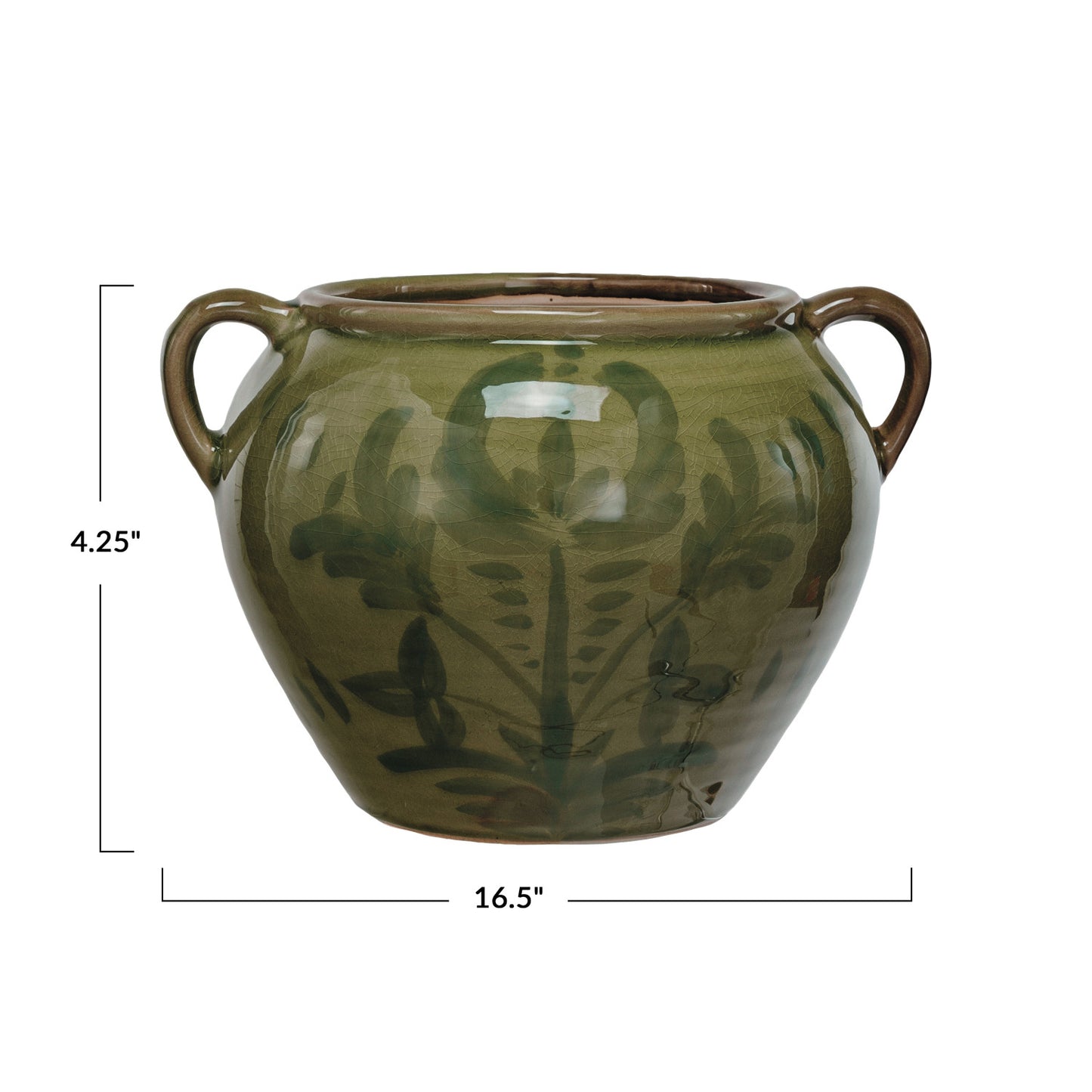 Hand-Painted Terra-cotta Urn w/ Handles (Each One Will Vary)