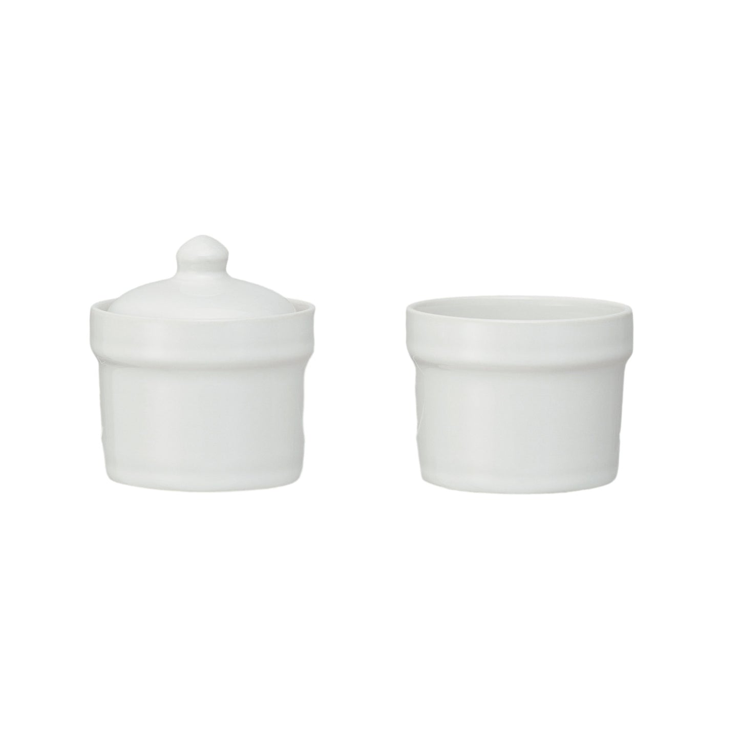 Stoneware Stackable Pinch Pots w/ Lid, White, Set of 3