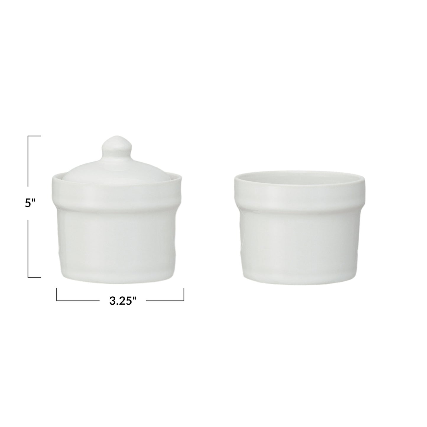 Stoneware Stackable Pinch Pots w/ Lid, White, Set of 3