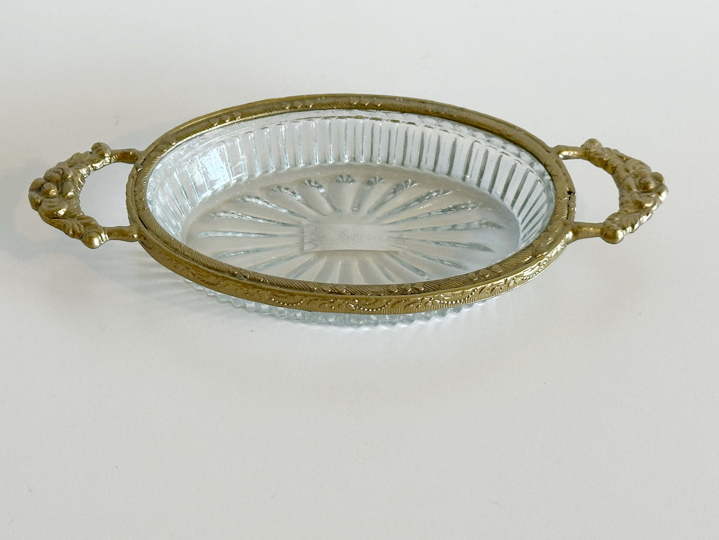 Antique Style Oval Glass Dish Tray