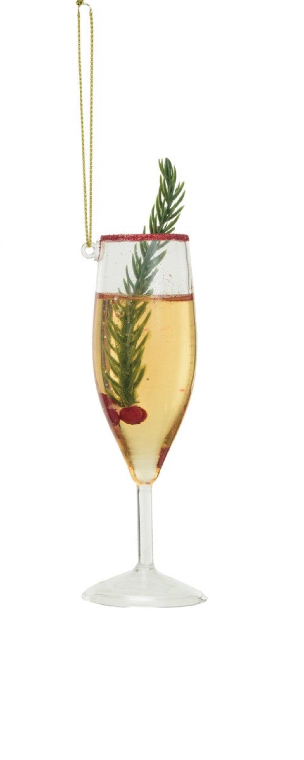 Glass Holiday Cocktail Ornament w/ Glitter, 3 Styles ©