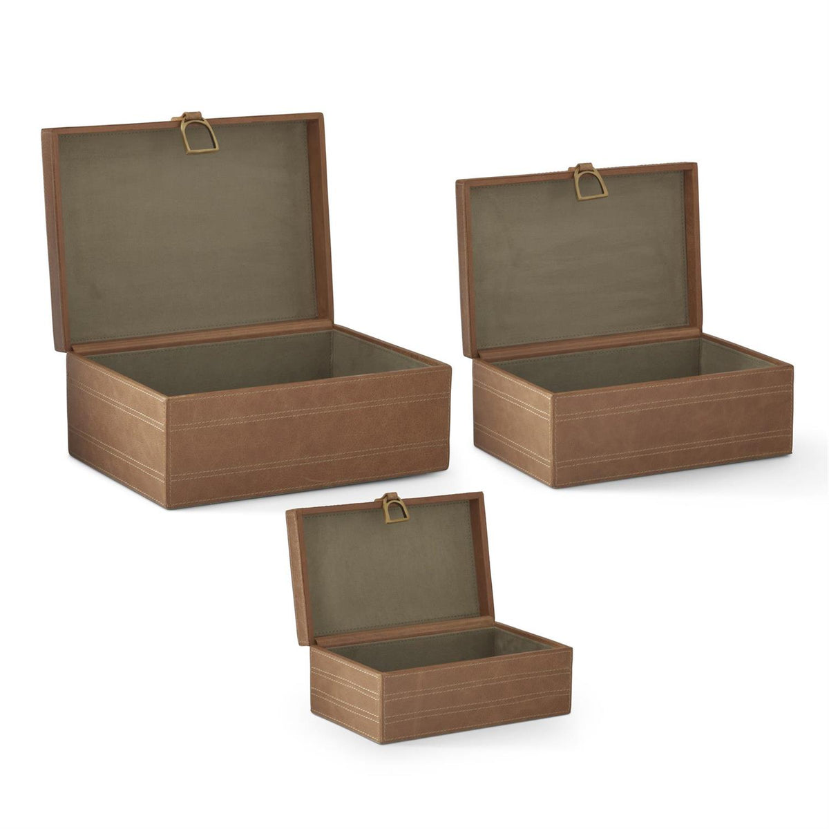 TAN LEATHER BOX W/STIRRUP LATCH