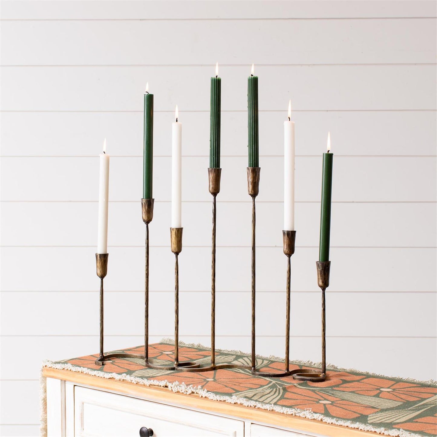 BRASS IRON TAPER CANDLE HOLDER CENTERPIECE