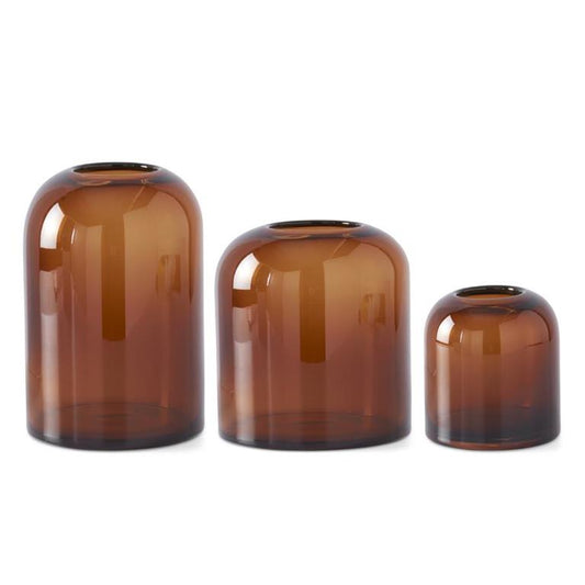 AMBER TRANSPARENT GLASS VASES