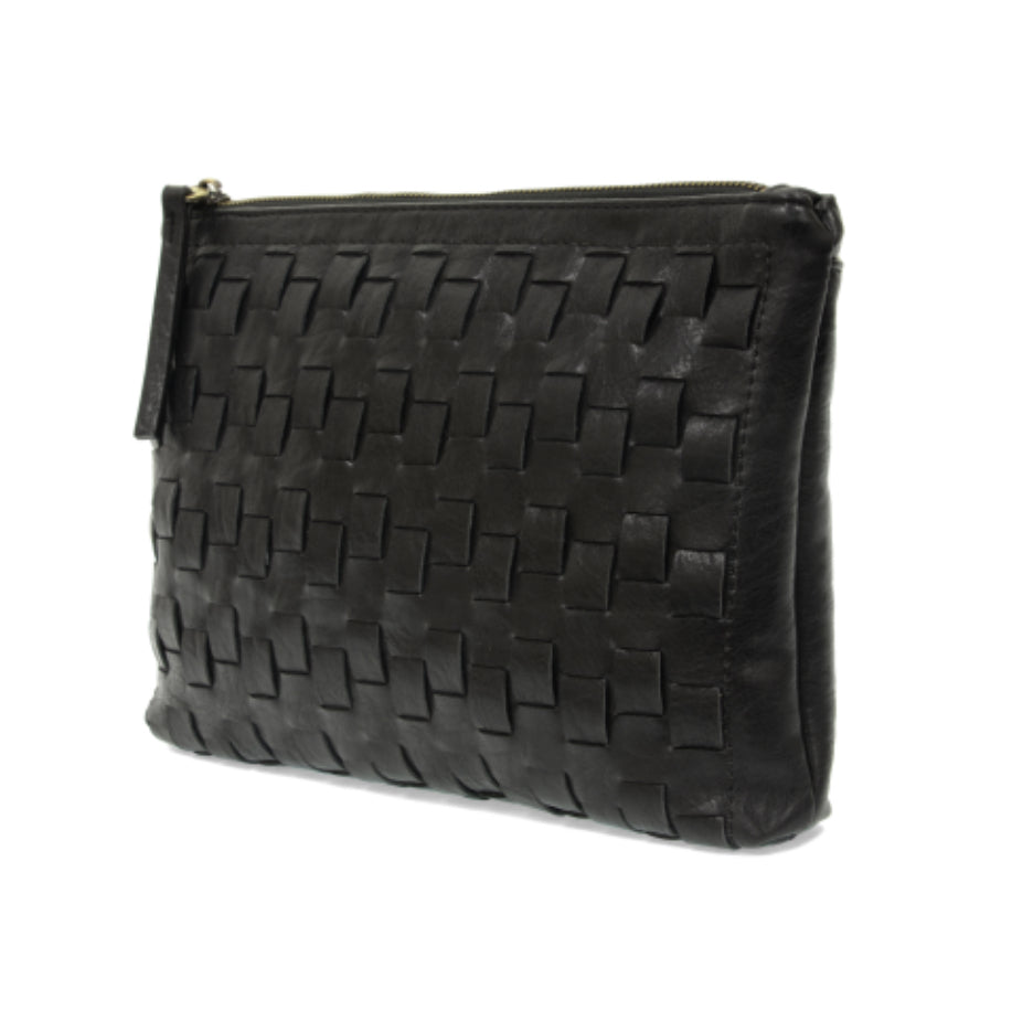 Black Quinn Woven Convertible Crossbody Clutch