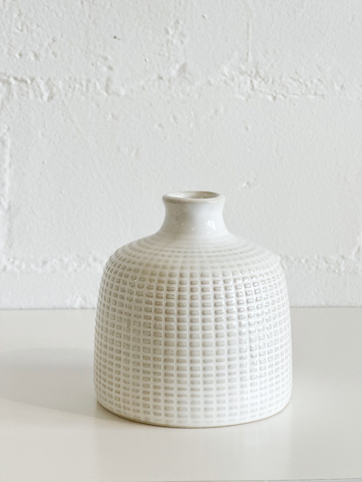White Urban Check Vase