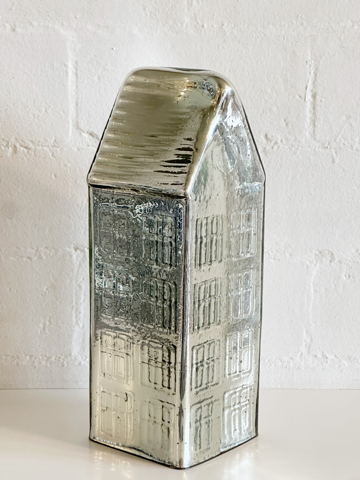 Silver Mercury Glass Village House