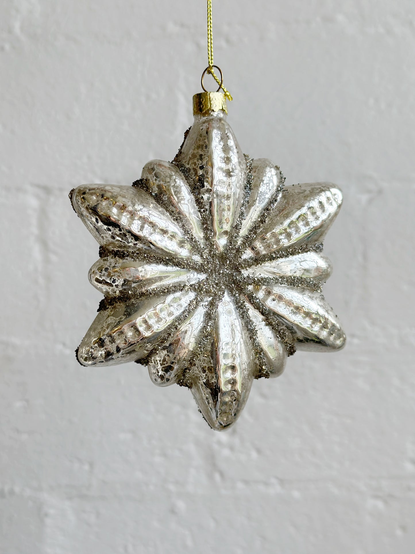 Glass Flower with Antique Silver Ornament