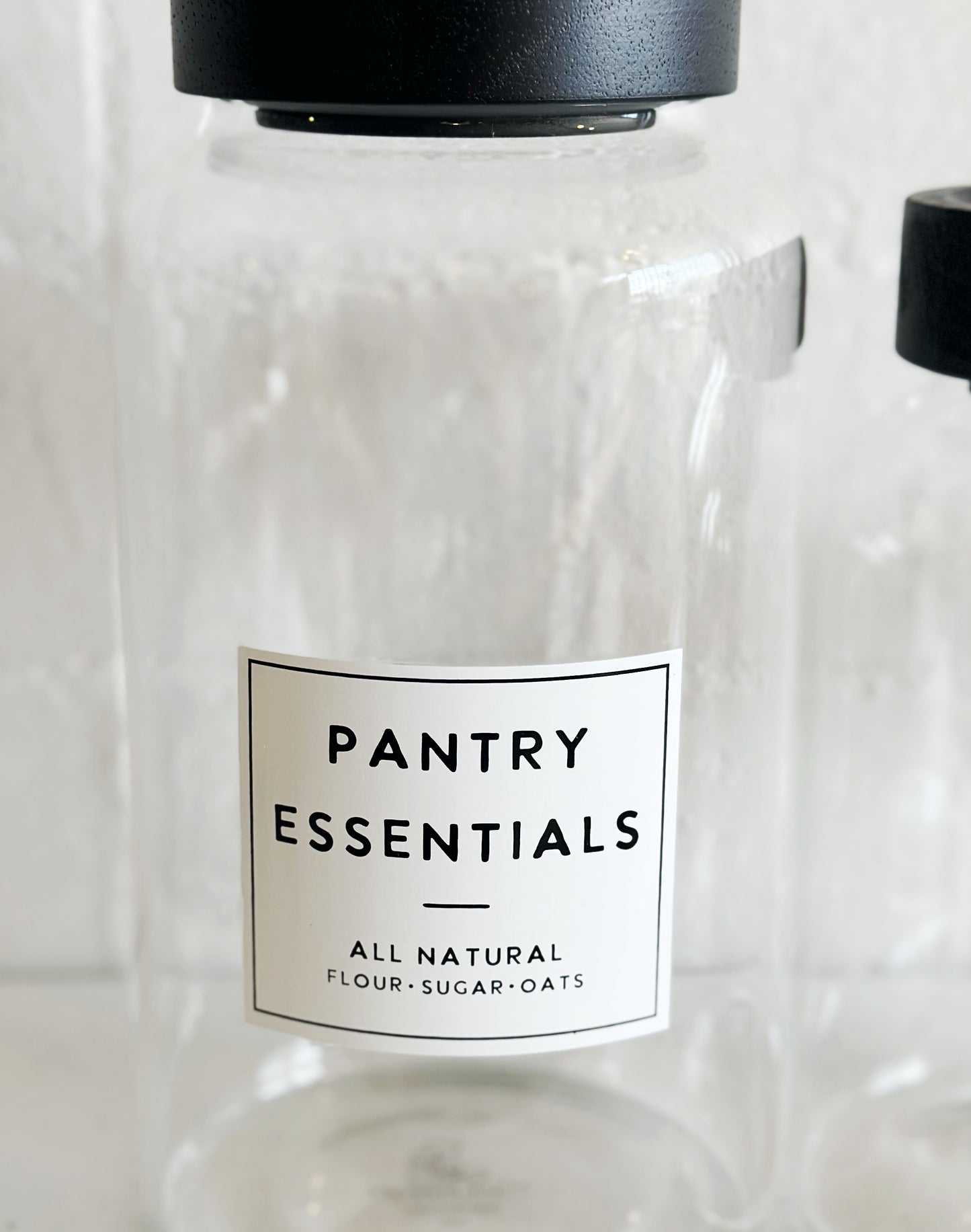 Glass and Black Wood Lidded Pantry Canisters