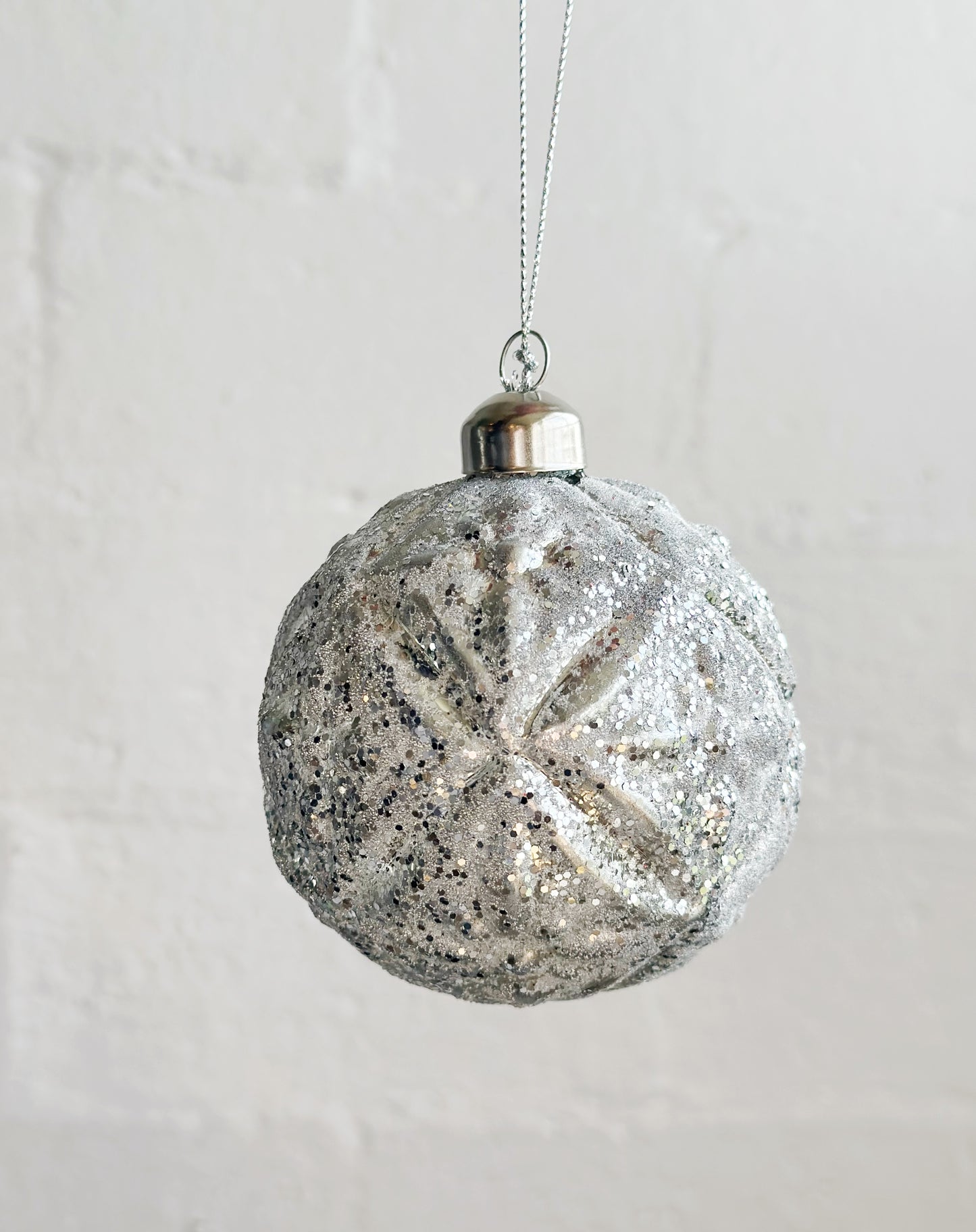 Glass Floral with Antique Silver Sugared Ornament