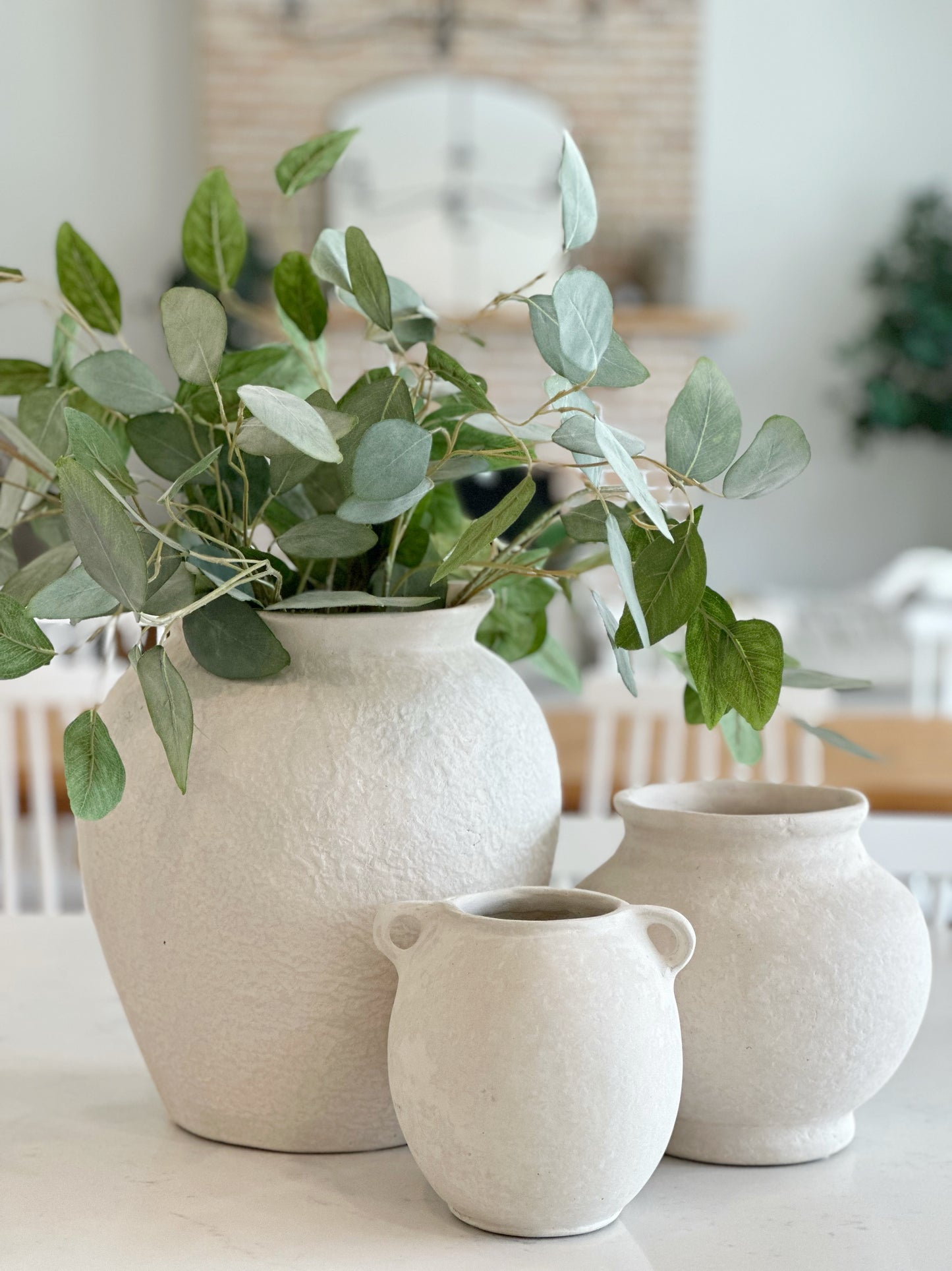 Paper Mache Vase Natural White