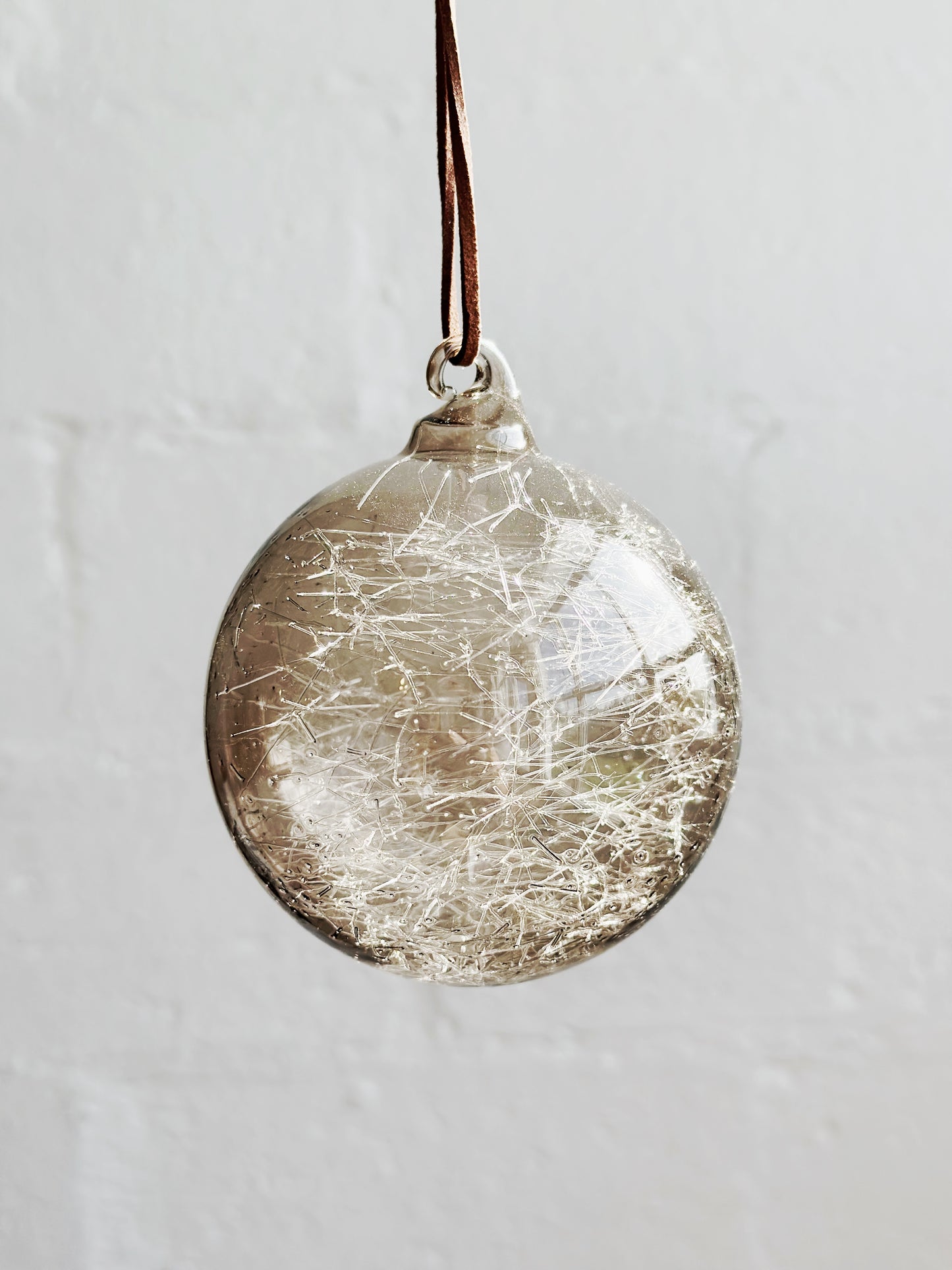 Glass Ball Lined Transparent Grey Ornament