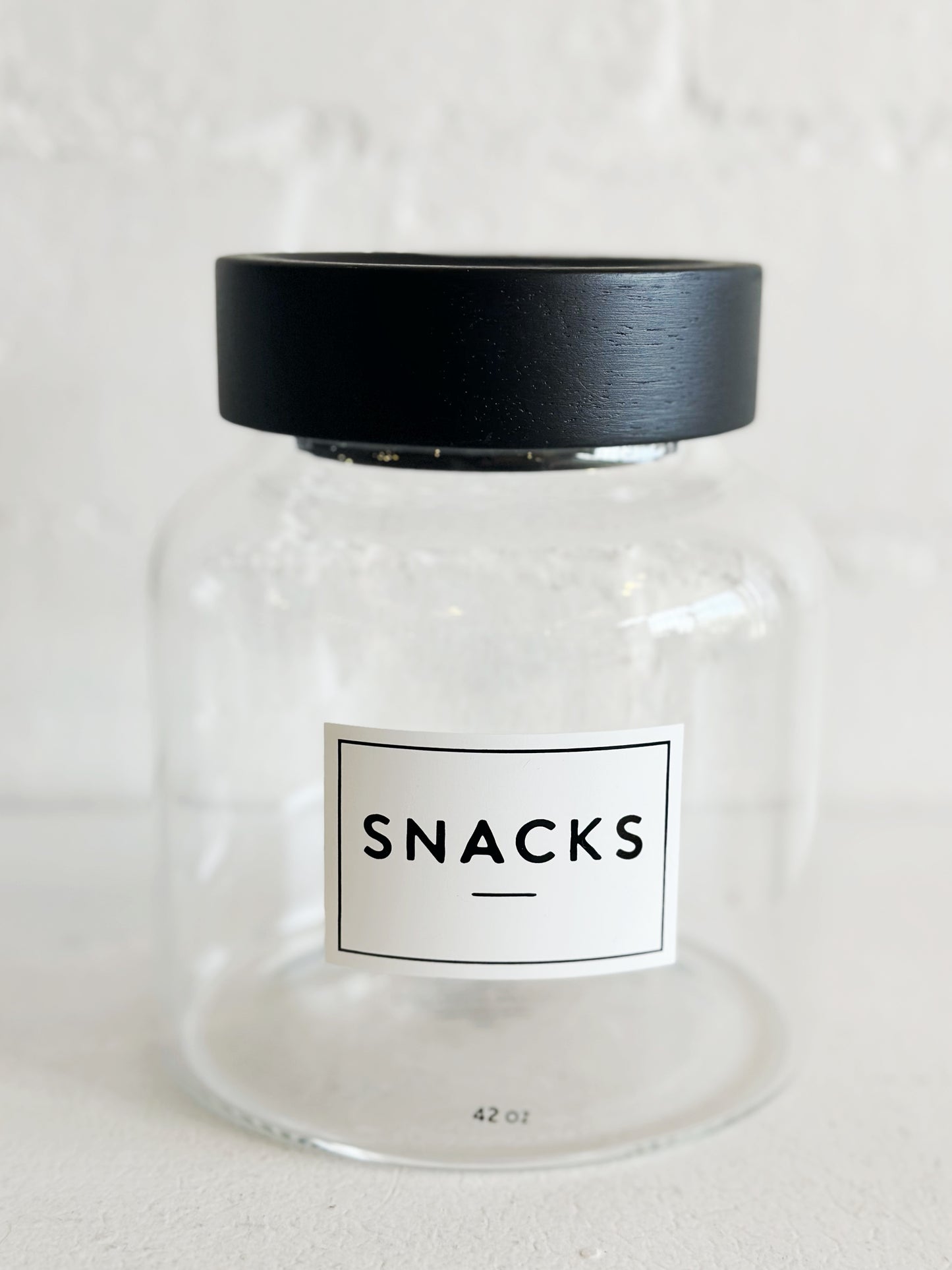 Glass and Black Wood Lidded Canisters