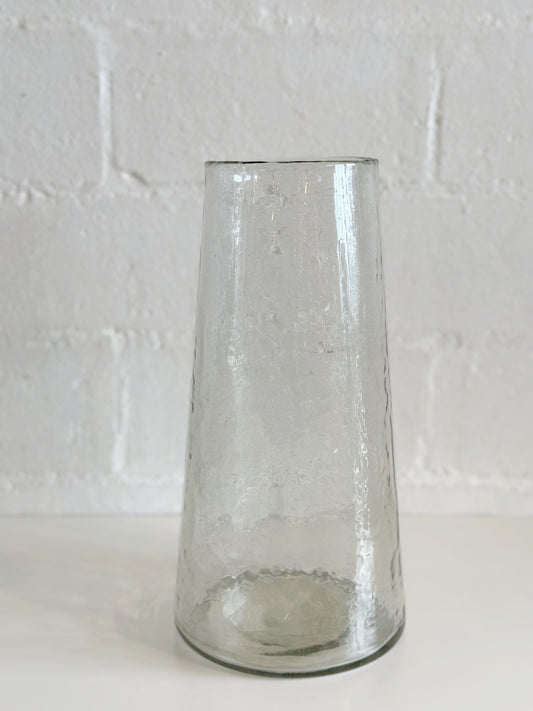 TALL HAMMERED GLASS VASE