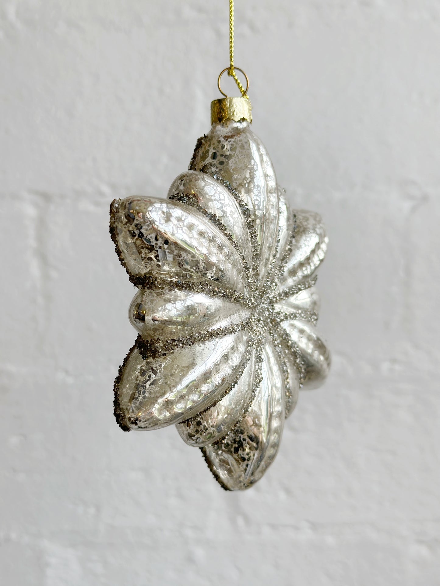 Glass Flower with Antique Silver Ornament