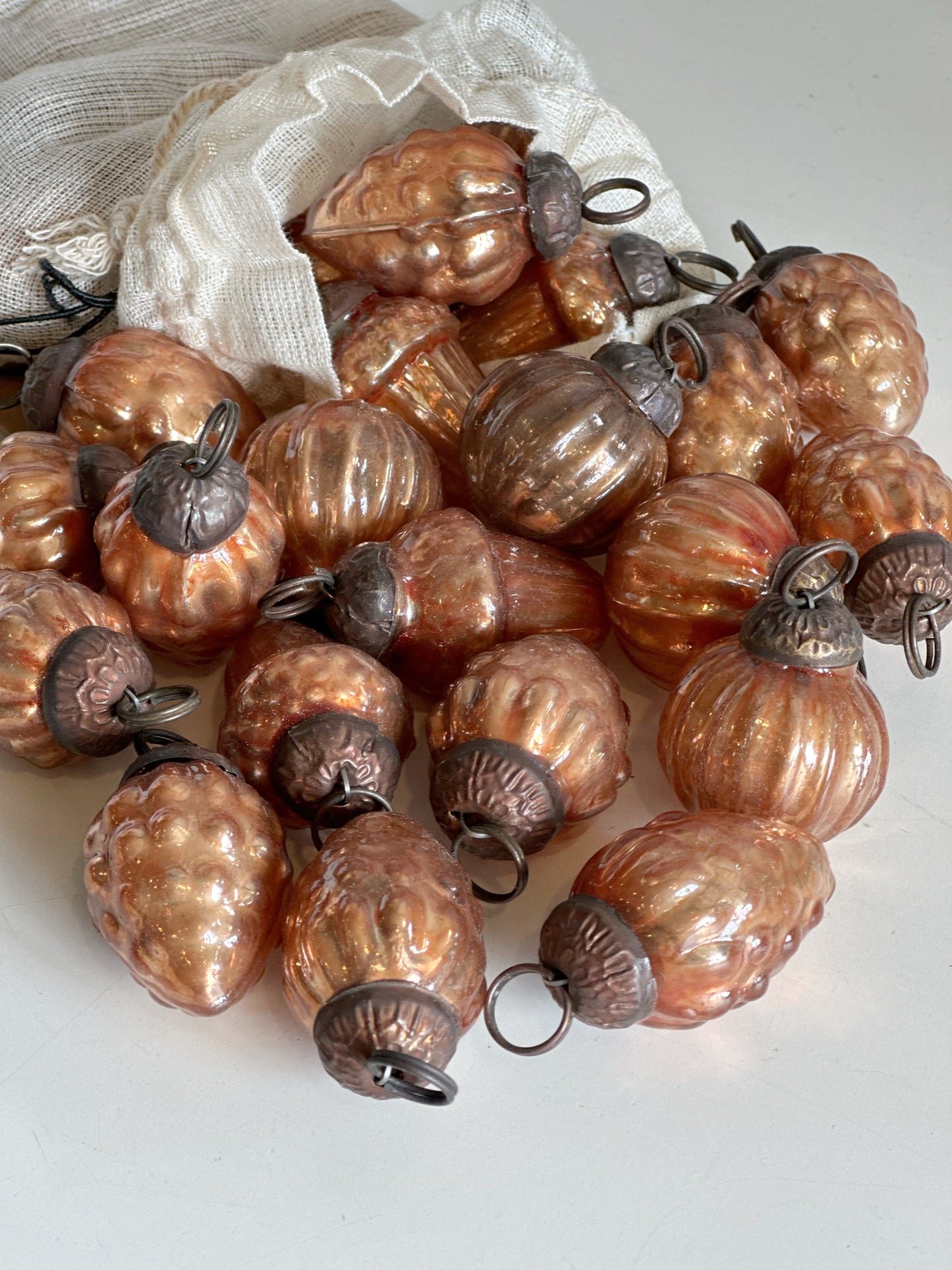 Copper Mercury Glass Ornaments Bag of 36