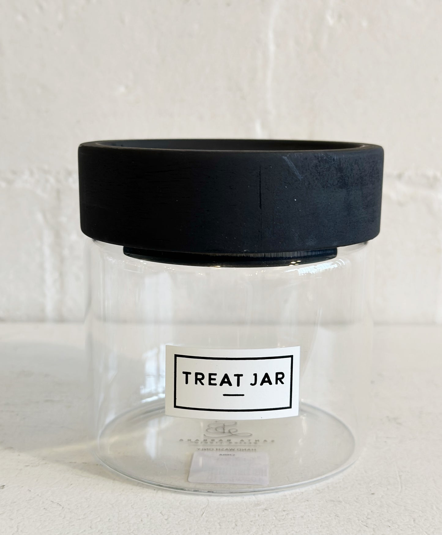 Glass and Black Wood Lidded Canisters