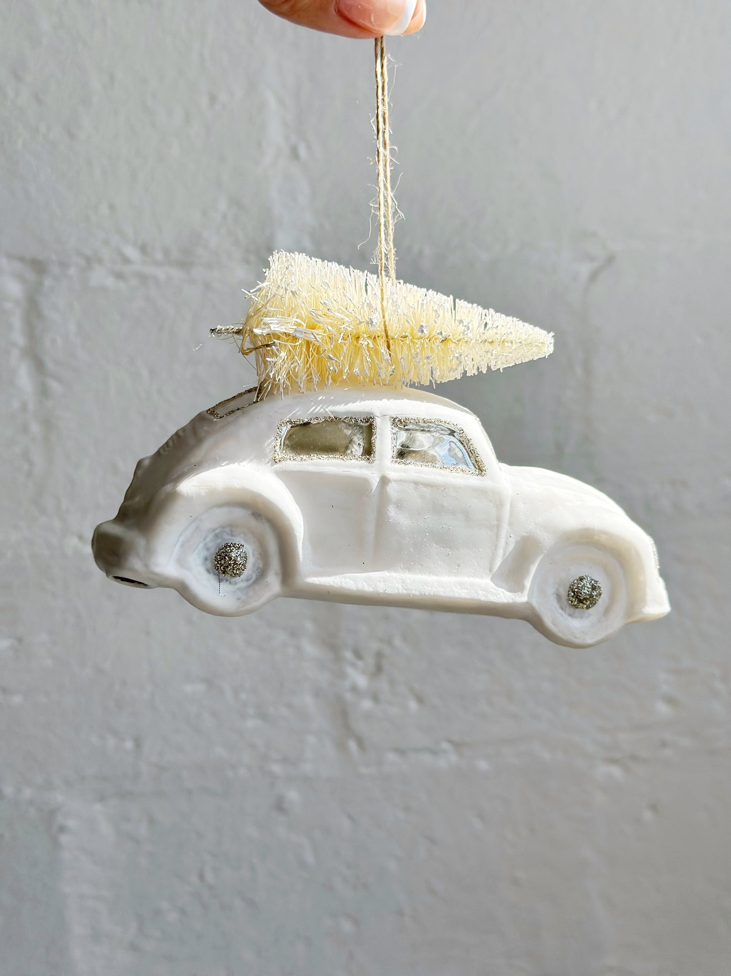 Glass Car Ornament with Tree