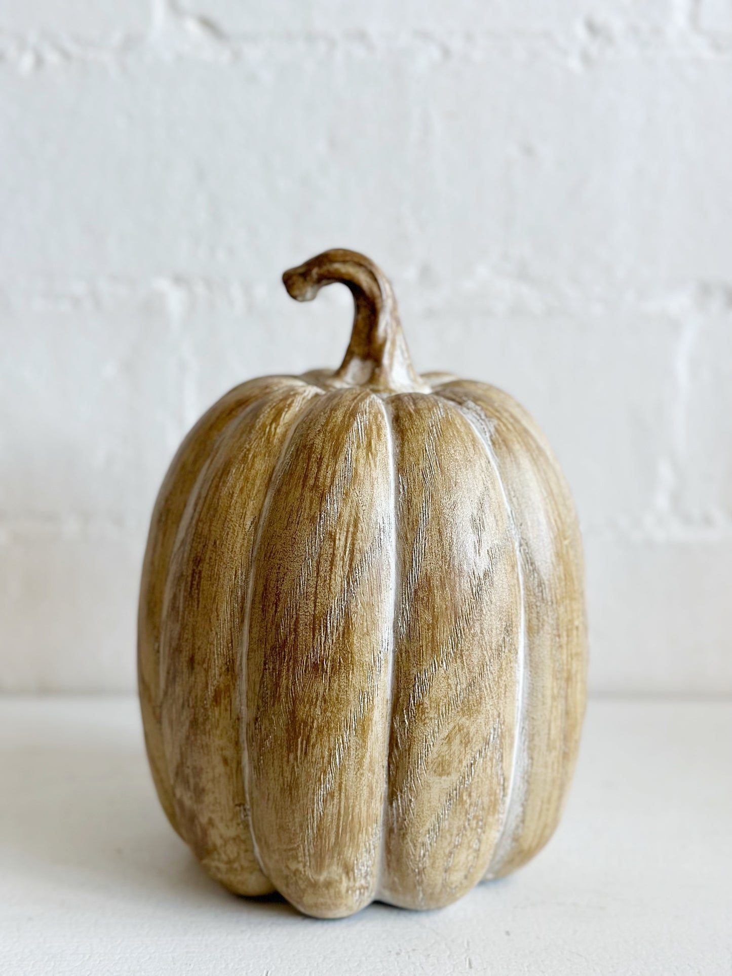 Light Brown Whitewashed Resin Pumpkins
