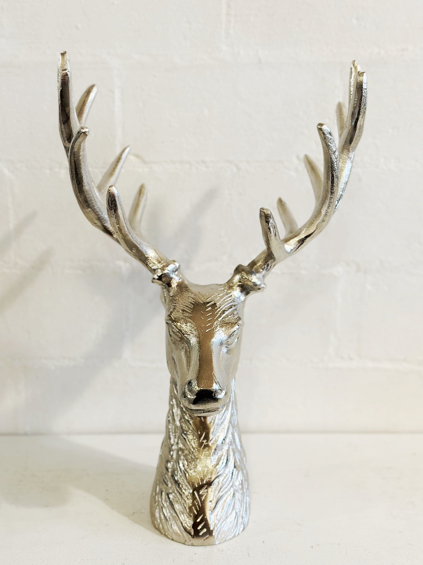 Silver Aluminum Reindeer Bust