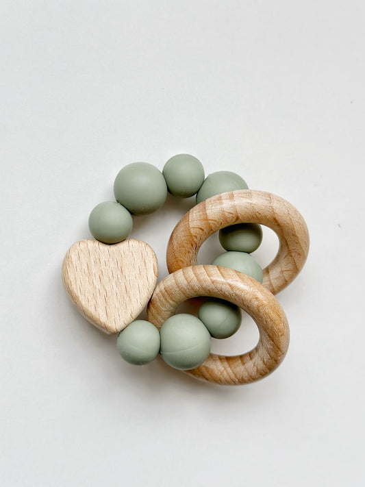 Baby Heart Teething Rattle Toy: Green