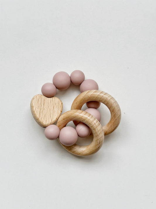 Baby Heart Teething Rattle Toy: Pink