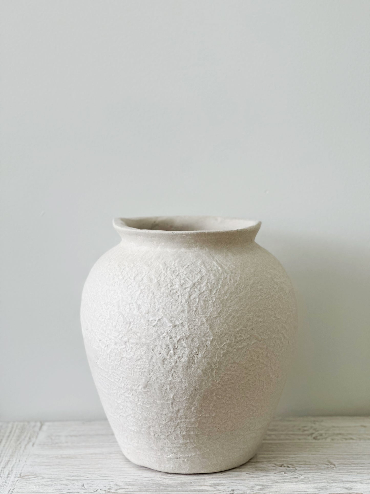 Paper Mache Vase Natural White